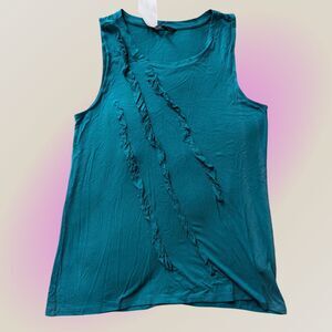 Womens Ruffle Sleeveless TShirt Ladies Summer Frill Cami Tank Tops Blouse Blue M